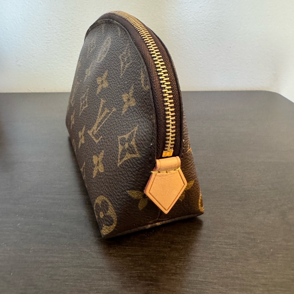 Authentic Louis Vuitton Monogram Dome Cosmetic Pouch - Brown with Gold Monogram - Picture 5 of 16